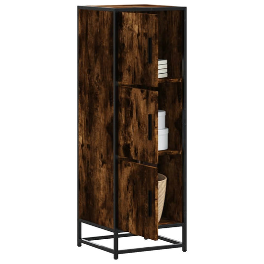 Highboard Smoked Oak 35,5x35x106,5 cm Engineered Wood and Metal