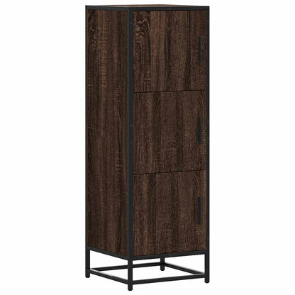 Highboard Brown Oak 35.5x35x106.5 cm Engineered Wood and Metal