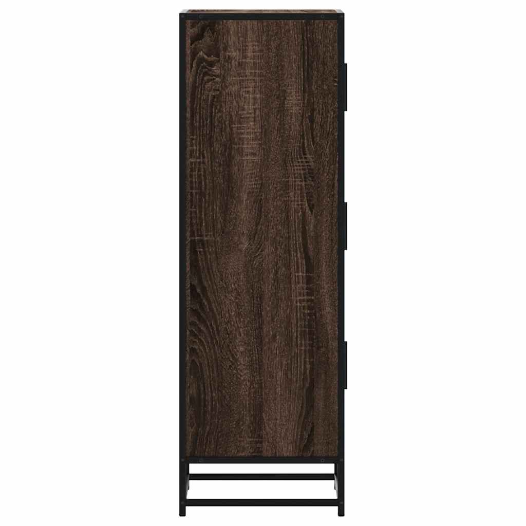 Highboard Brown Oak 35.5x35x106.5 cm Engineered Wood and Metal