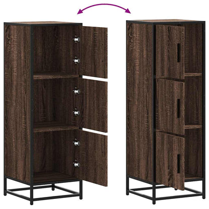 Highboard Brown Oak 35.5x35x106.5 cm Engineered Wood and Metal