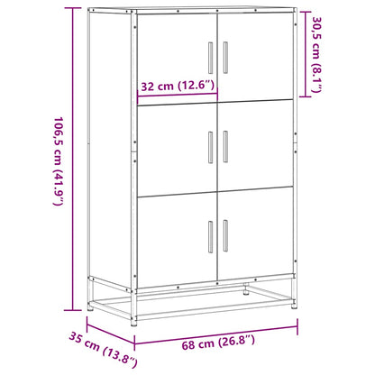 Highboard Grey Sonoma 68x35x106.5 cm Engineered Wood and Metal