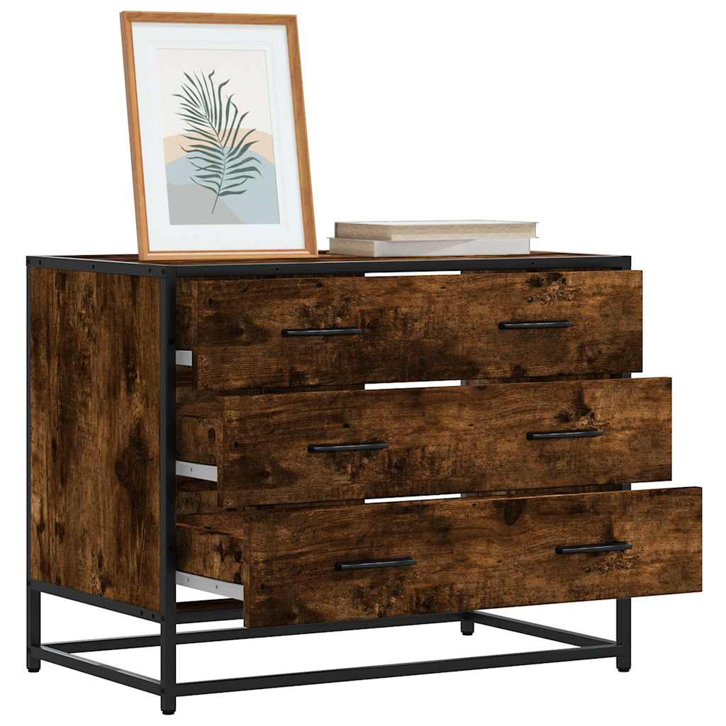 Drawer Cabinet Smoked Oak 70x41x56 cm Engineered Wood