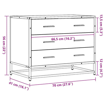 Drawer Cabinet Grey Sonoma 70x41x56 cm Engineered Wood
