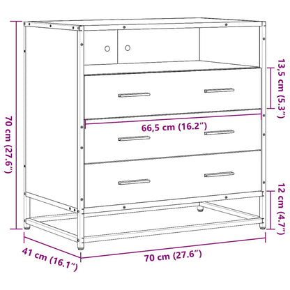 Drawer Cabinet Grey Sonoma 70x41x70 cm Engineered Wood
