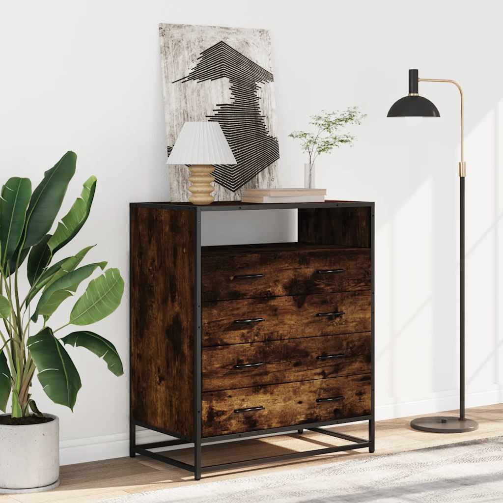 Drawer Cabinet Smoked Oak 70x41x83.5 cm Engineered Wood