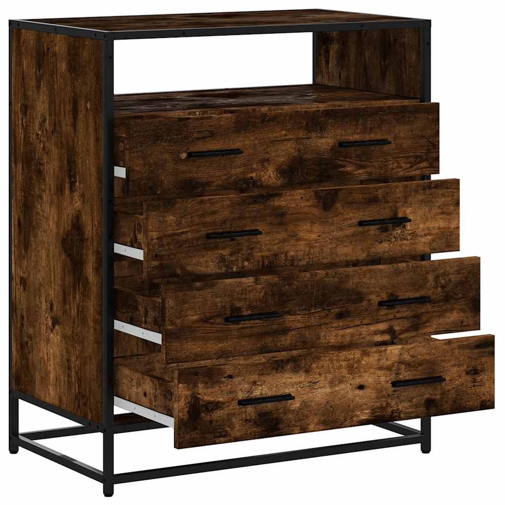 Drawer Cabinet Smoked Oak 70x41x83.5 cm Engineered Wood