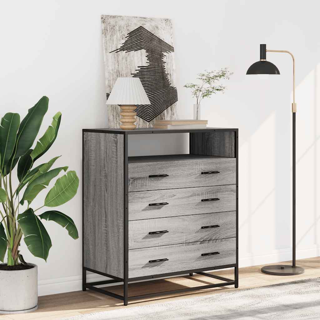 Drawer Cabinet Grey Sonoma 70x41x83.5 cm Engineered Wood
