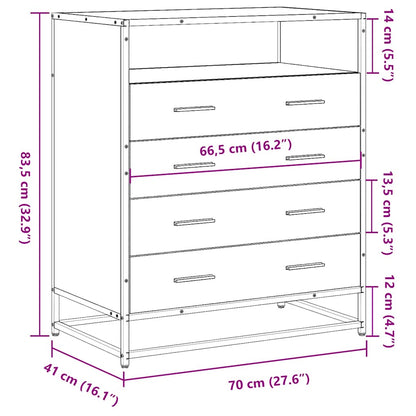 Drawer Cabinet Grey Sonoma 70x41x83.5 cm Engineered Wood