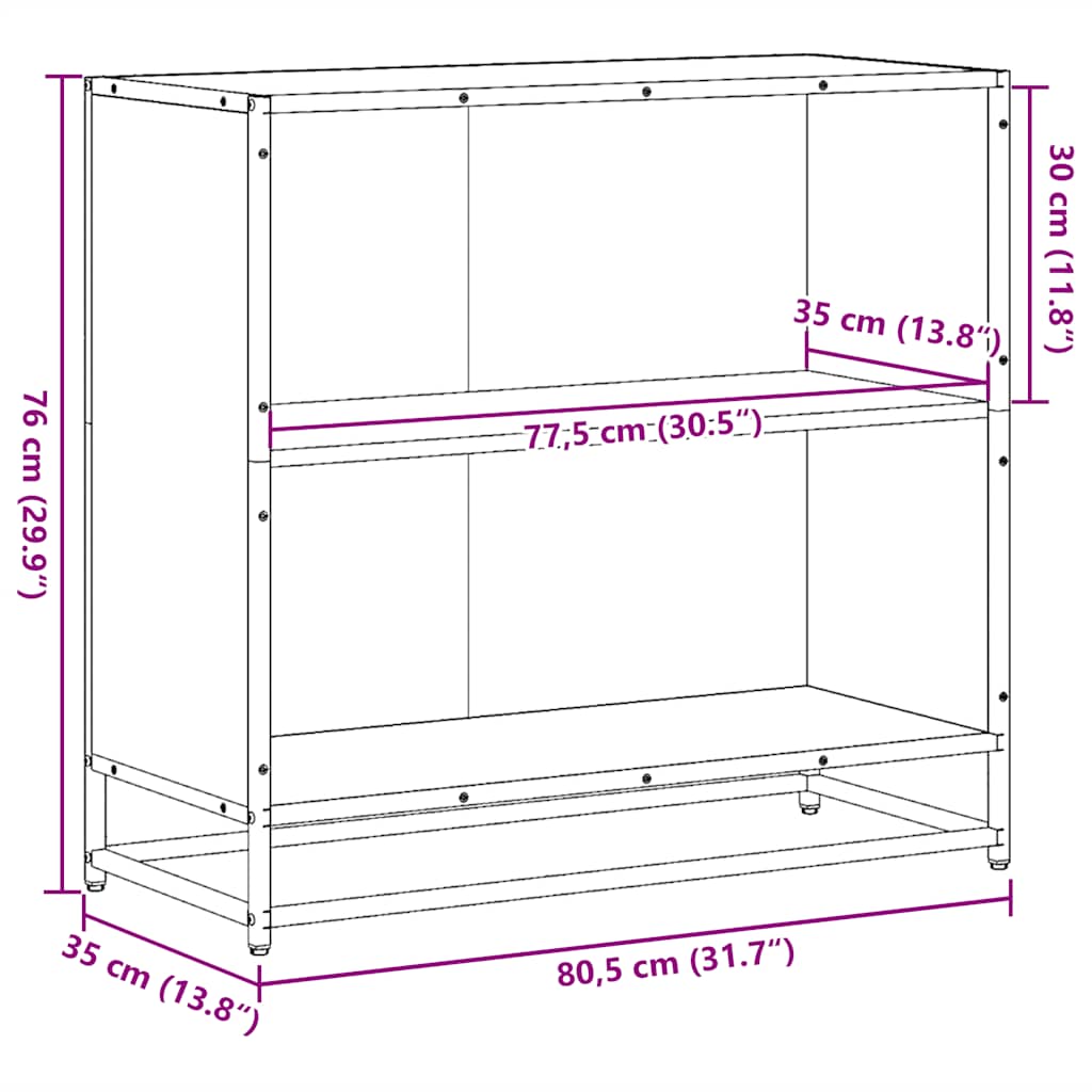 Book Cabinet Black 80.5x35x76 cm Engineered Wood