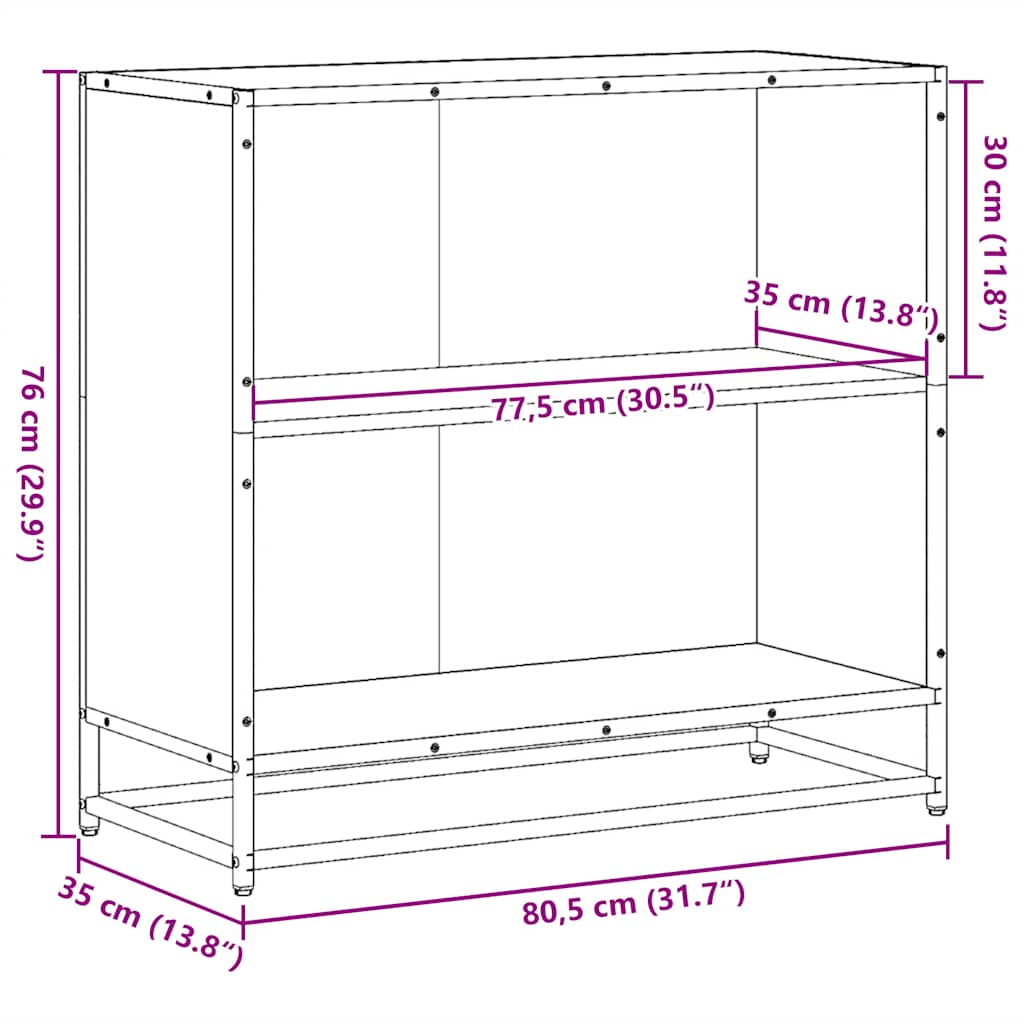 Book Cabinet Sonoma Oak 80.5x35x76 cm Engineered Wood