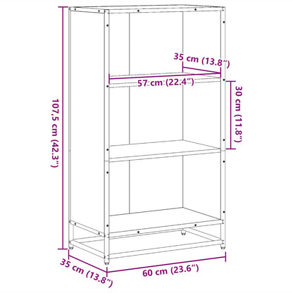 Book Cabinet Brown Oak 60x35x107.5 cm Engineered Wood