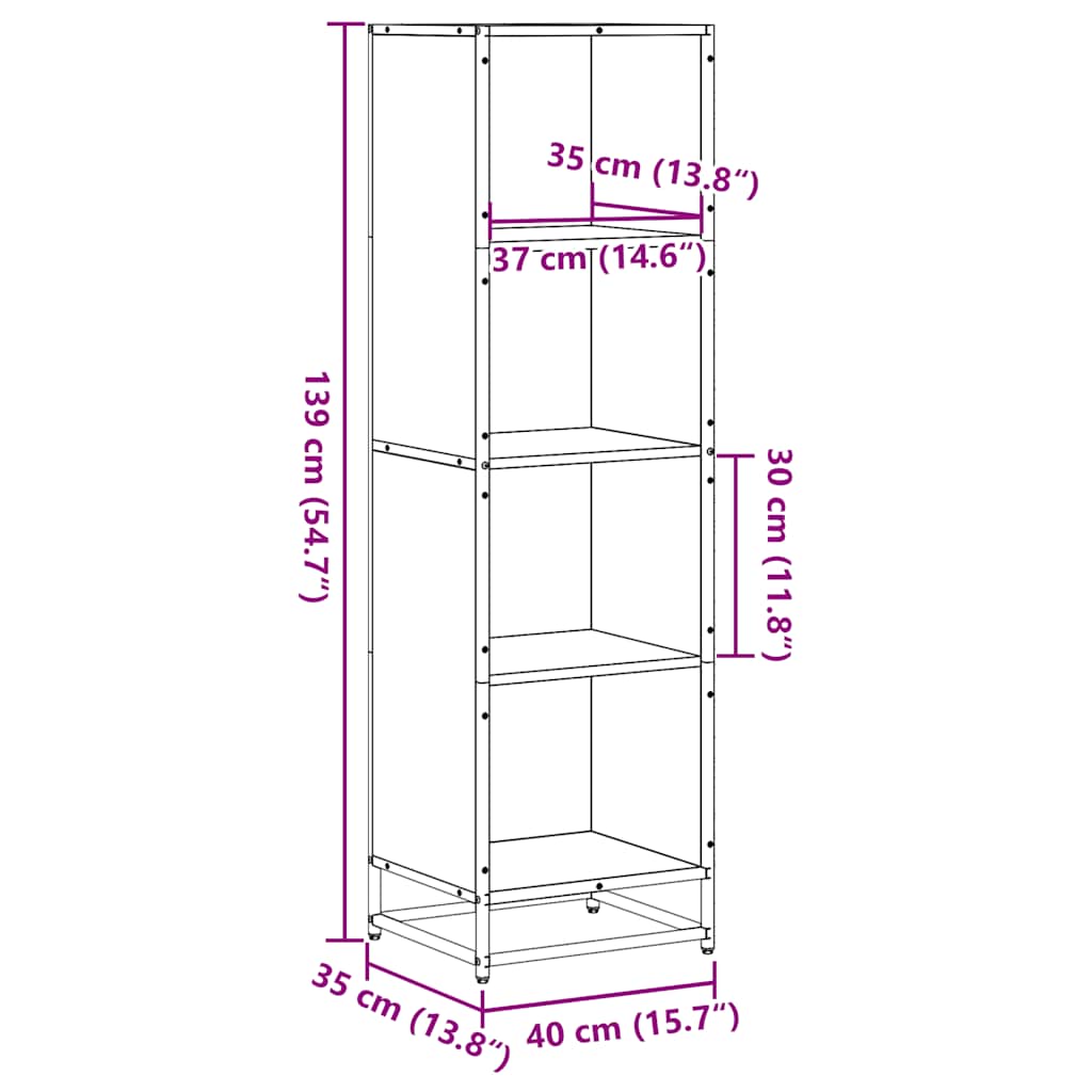 Book Cabinet Grey Sonoma 40x35x139 cm Engineered Wood