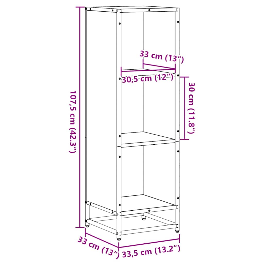 Book Cabinet Grey Sonoma 33.5x33x107.5 cm Engineered Wood