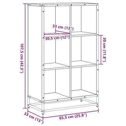 Book Cabinet Brown Oak 65.5x33x107.5 cm Engineered Wood
