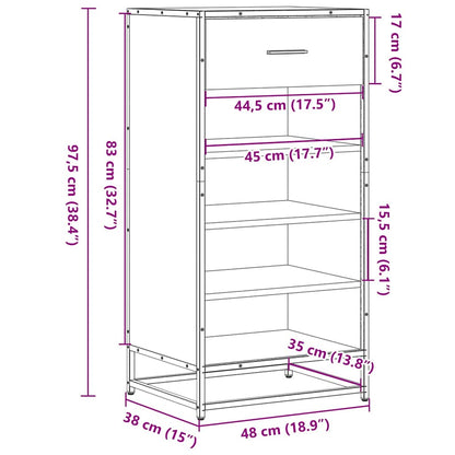 Shoe Rack Grey Sonoma 48x38x97.5 cm Engineered Wood