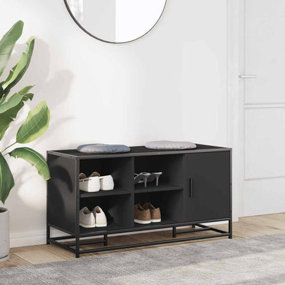 Shoe Bench Black 100x40x53.5 cm Engineered Wood and Metal