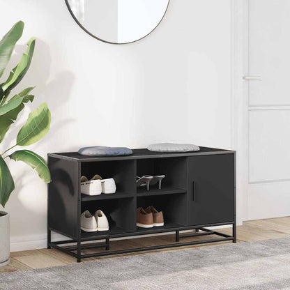 Shoe Bench Black 100x40x53,5 cm Engineered Wood and Metal