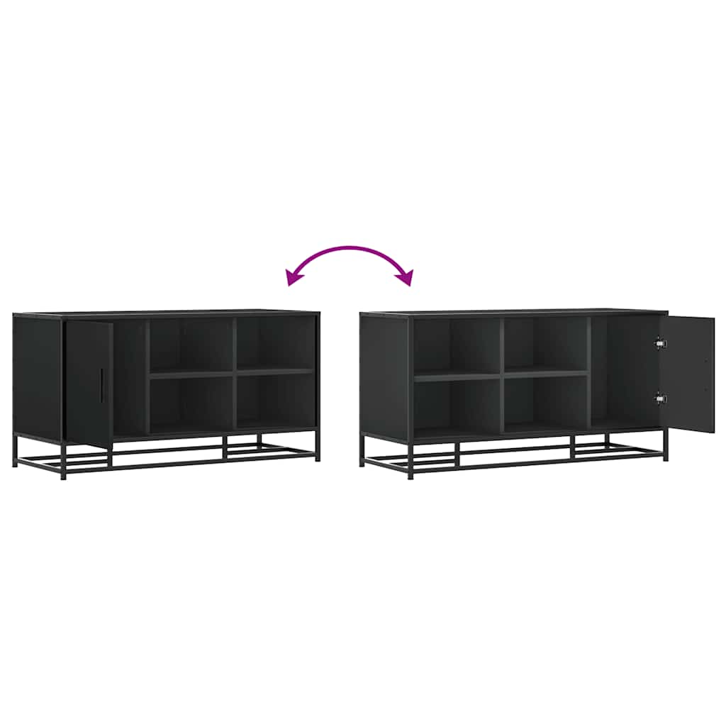 Shoe Bench Black 100x40x53.5 cm Engineered Wood and Metal