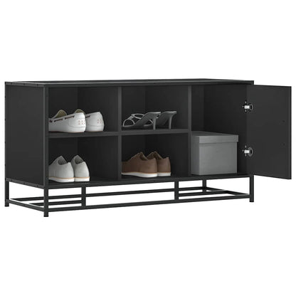 Shoe Bench Black 100x40x53.5 cm Engineered Wood and Metal