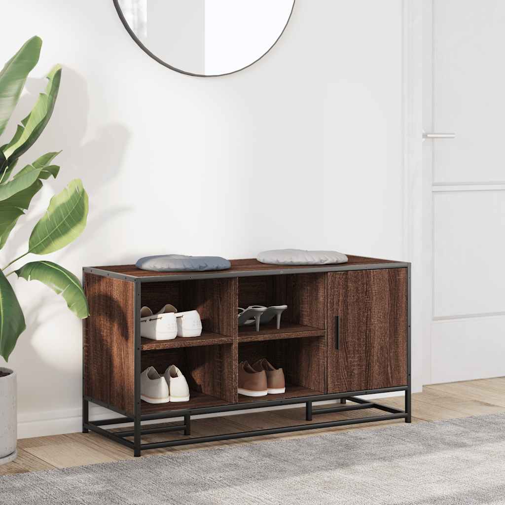 Shoe Bench Brown Oak 100x40x53,5 cm Engineered Wood and Metal