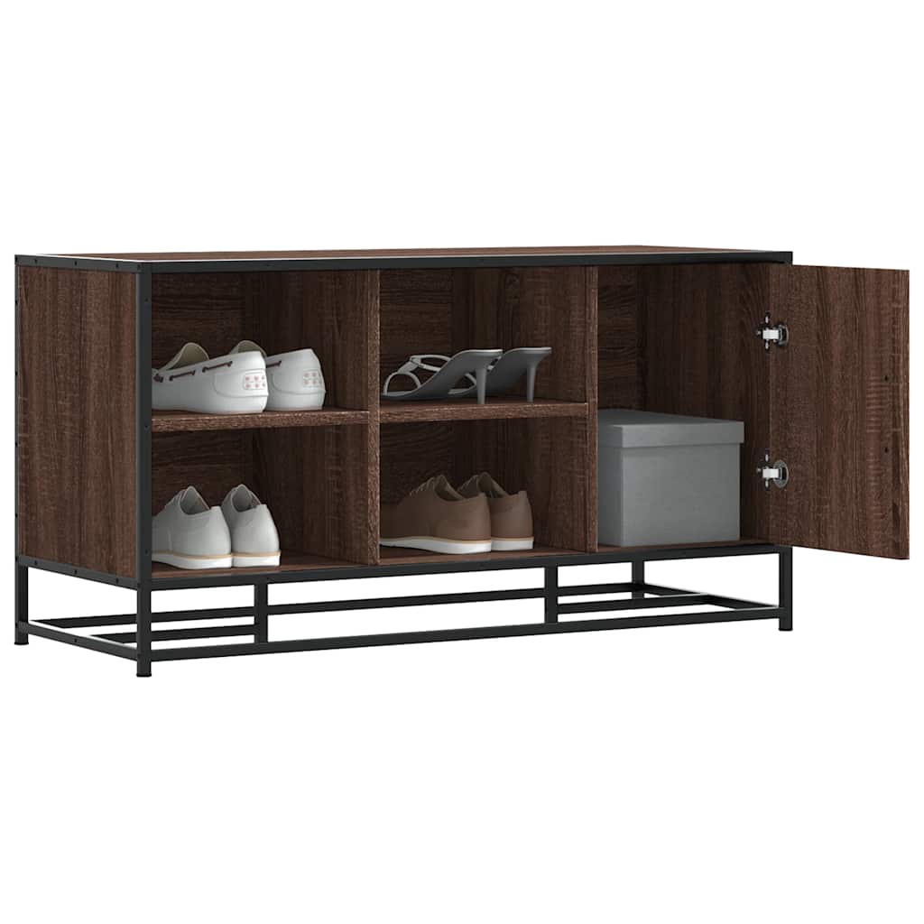 Shoe Bench Brown Oak 100x40x53,5 cm Engineered Wood and Metal