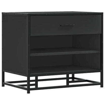 Shoe Bench Black 60x40x53.5 cm Engineered Wood and Metal