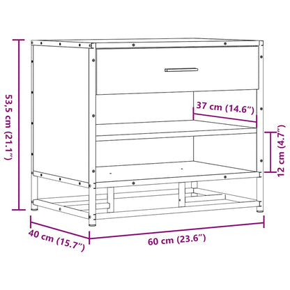 Shoe Bench Black 60x40x53.5 cm Engineered Wood and Metal