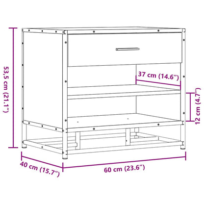 Shoe Bench Grey Sonoma 60x40x53.5 cm Engineered Wood and Metal