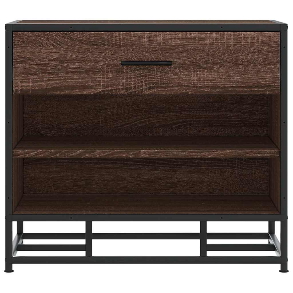 Shoe Bench Brown Oak 60x40x53.5 cm Engineered Wood and Metal