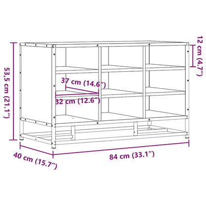 Shoe Bench Grey Sonoma 84x40x53.5 cm Engineered Wood and Metal