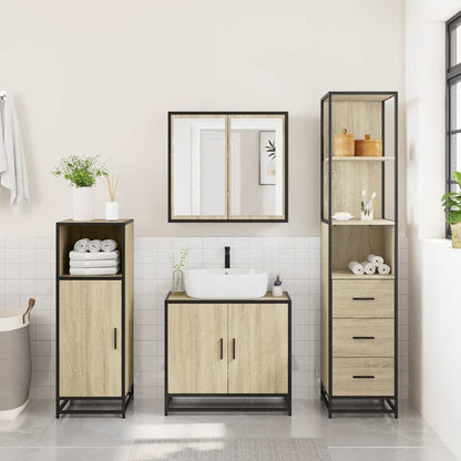 Bathroom Cabinet Sonoma Oak 35x37,5x166 cm Engineered Wood