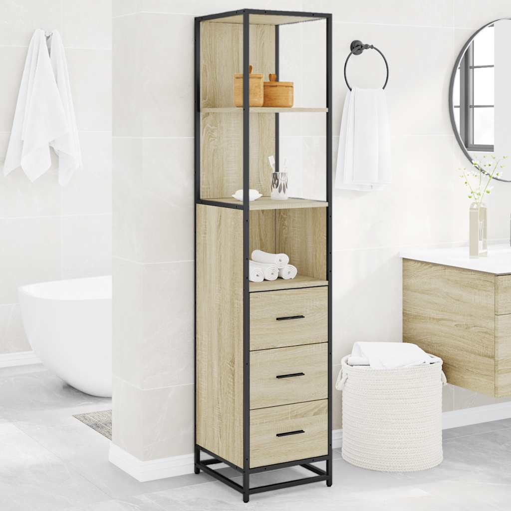 Bathroom Cabinet Sonoma Oak 35x37,5x166 cm Engineered Wood