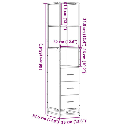 Bathroom Cabinet Sonoma Oak 35x37,5x166 cm Engineered Wood