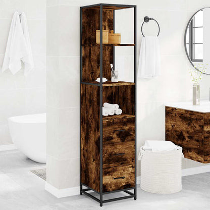 Bathroom Cabinet Smoked Oak 35x37,5x166 cm Engineered Wood