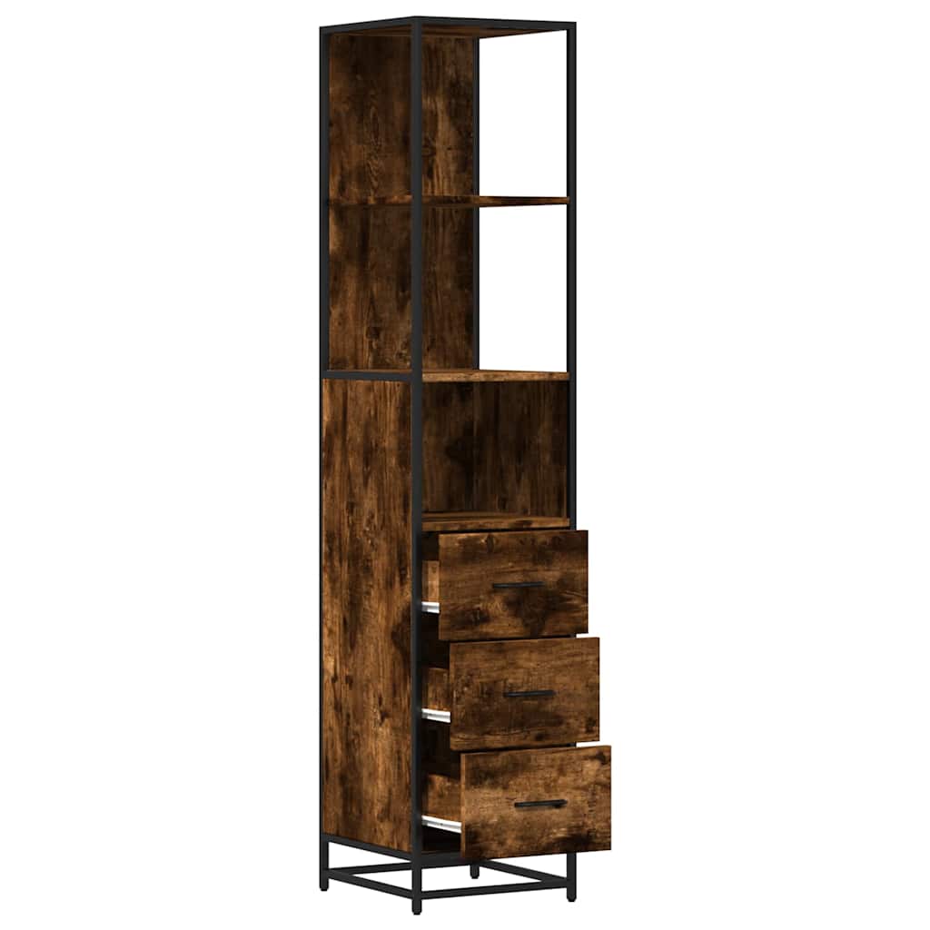 Bathroom Cabinet Smoked Oak 35x37,5x166 cm Engineered Wood