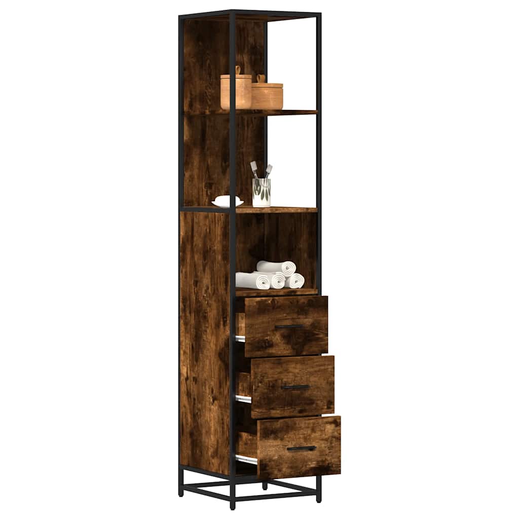 Bathroom Cabinet Smoked Oak 35x37,5x166 cm Engineered Wood