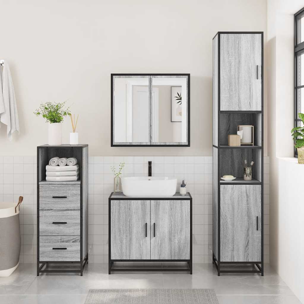 Bathroom Cabinet Grey Sonoma 35x37,5x100 cm Engineered Wood