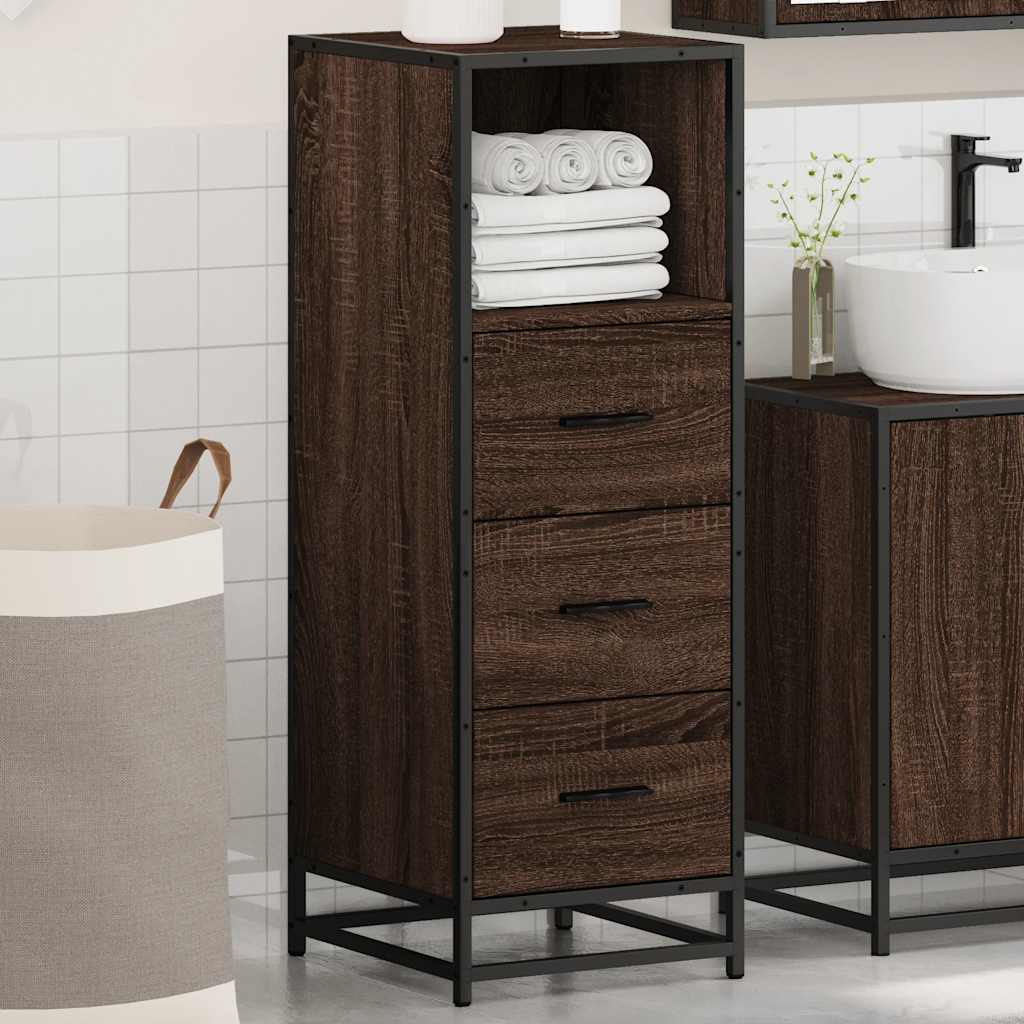 Bathroom Cabinet Brown Oak 35x37,5x100 cm Engineered Wood
