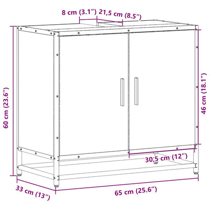 Bathroom Sink Cabinet Grey Sonoma 65x33x60 cm Engineered Wood