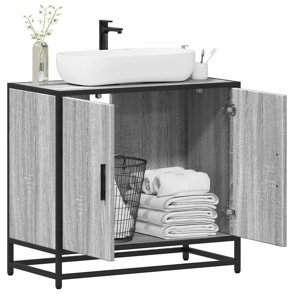 Bathroom Sink Cabinet Grey Sonoma 65x33x60 cm Engineered Wood