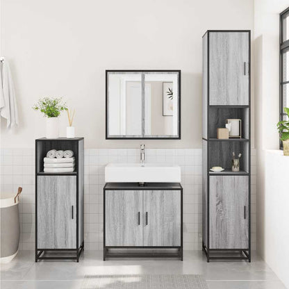 Bathroom Sink Cabinet Grey Sonoma 65x33x60 cm Engineered Wood
