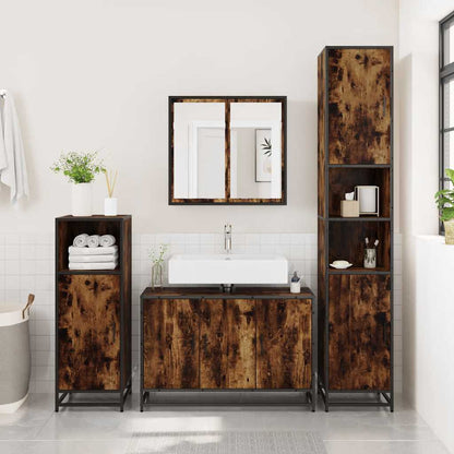 Bathroom Sink Cabinet Smoked Oak 90x33x60 cm Engineered Wood