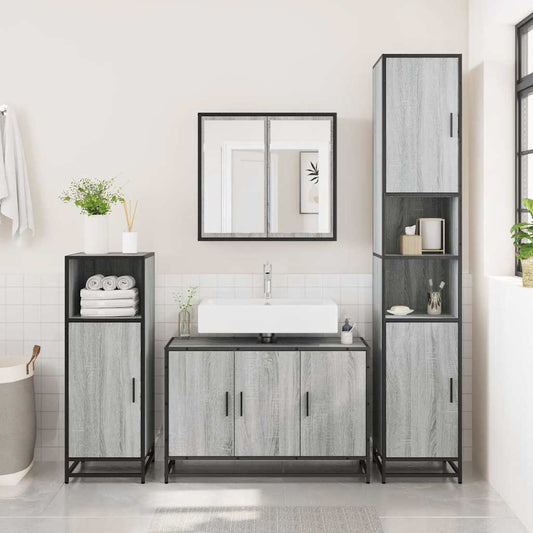 Bathroom Sink Cabinet Grey Sonoma 90x33x60 cm Engineered Wood