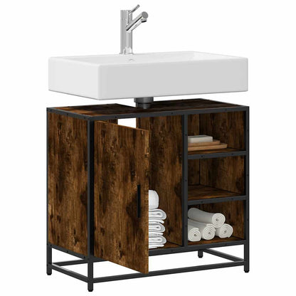 Bathroom Sink Cabinet Smoked Oak 65x33x60 cm Engineered Wood