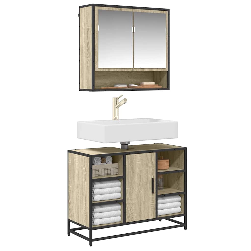 Bathroom Sink Cabinet Sonoma Oak 80x33x60 cm Engineered Wood