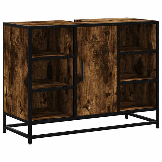Bathroom Sink Cabinet Smoked Oak 80x33x60 cm Engineered Wood