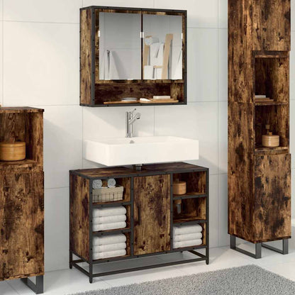 Bathroom Sink Cabinet Smoked Oak 80x33x60 cm Engineered Wood