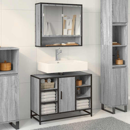 Bathroom Sink Cabinet Grey Sonoma 80x33x60 cm Engineered Wood