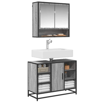 Bathroom Sink Cabinet Grey Sonoma 80x33x60 cm Engineered Wood