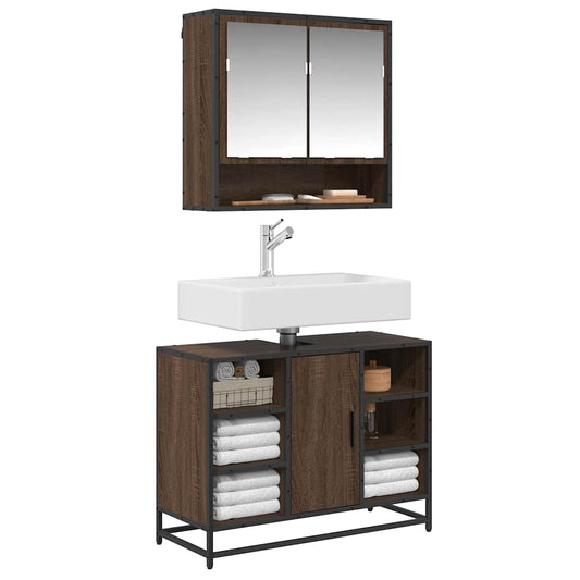 Bathroom Sink Cabinet Brown Oak 80x33x60 cm Engineered Wood